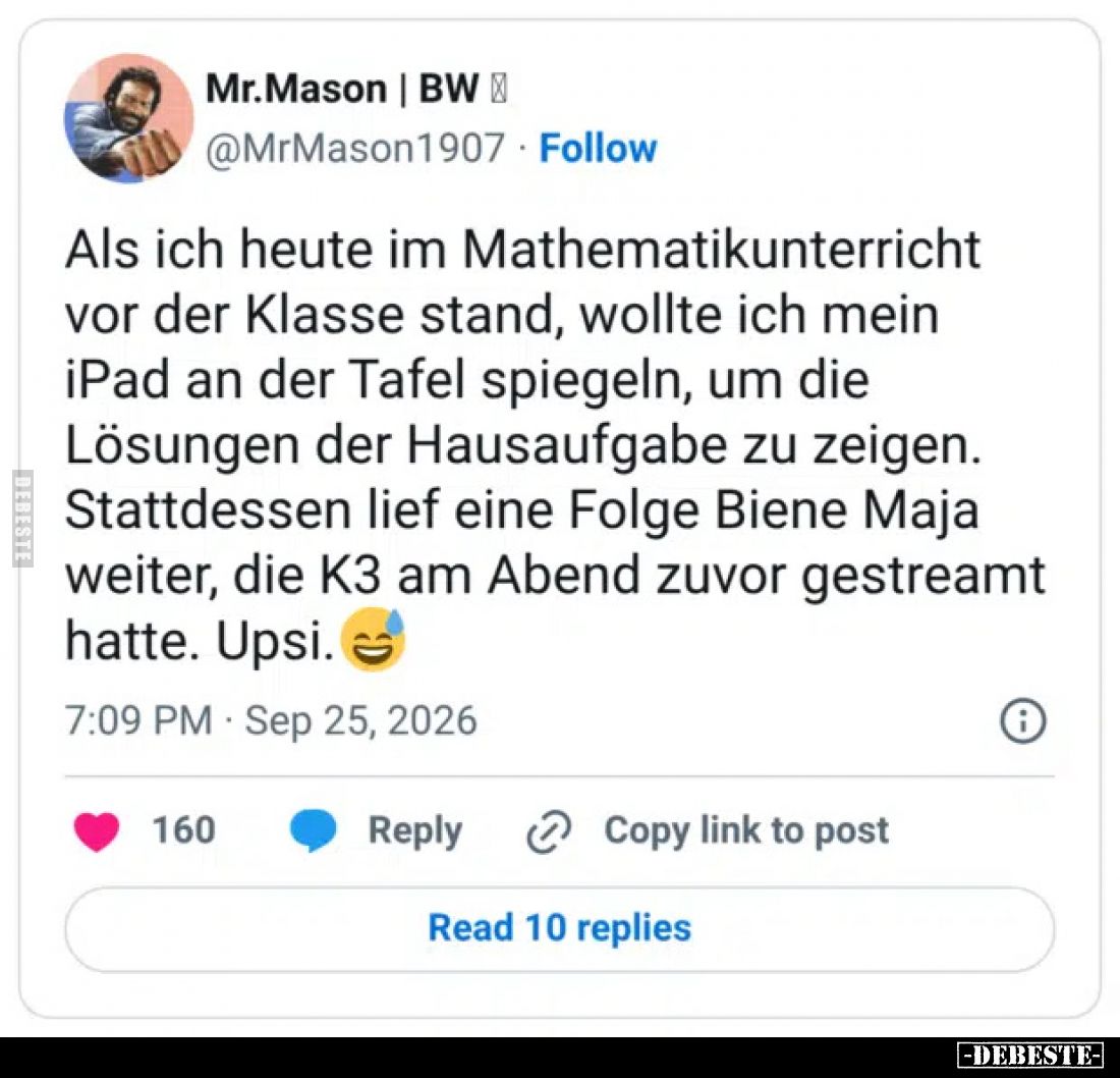 Als ich heute im Mathematikunterricht vor der Klasse stand, wollte ich mein iPad an der Tafel spiegeln, um die Lösungen der H...