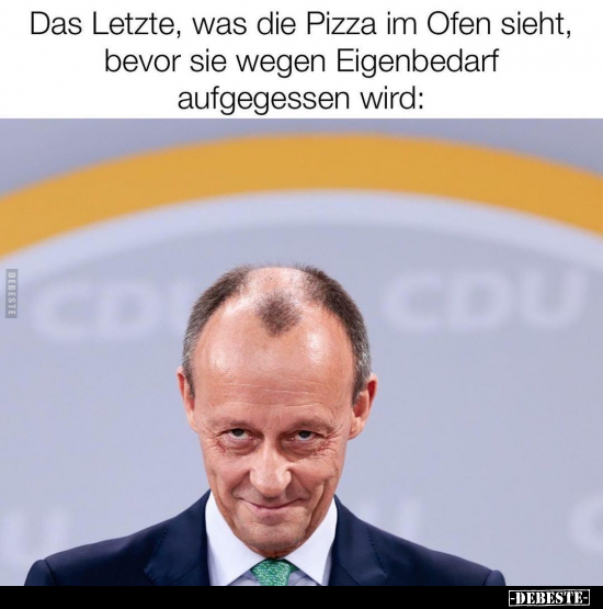 Das Letzte, was die Pizza im Ofen sieht, bevor sie wegen Eigenbedarf aufgegessen wird: