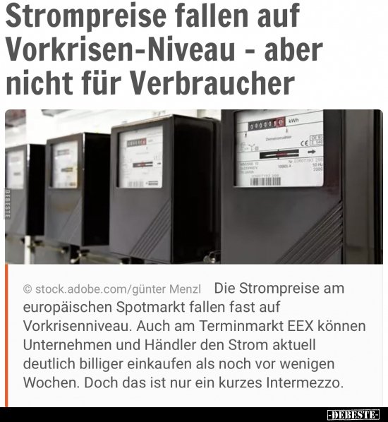 Strompreise fallen auf Vorkrisen-Niveau - aber nicht für.. - Lustige Bilder | DEBESTE.de