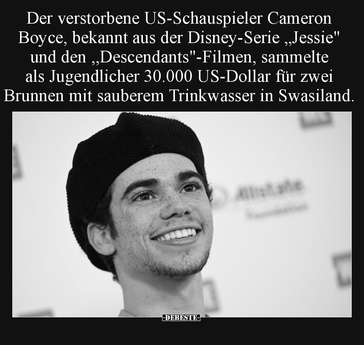 Der verstorbene US-Schauspieler Cameron Boyce, bekannt aus der Disney-Serie „Jessie" und den ,,Descendants"-Filmen,...