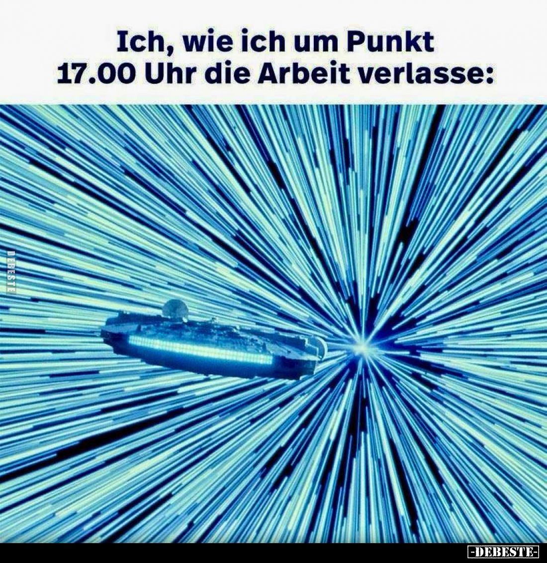 Ich, wie ich um Punkt 17.00 Uhr die Arbeit verlasse: