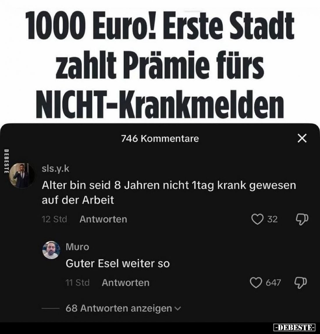 1000 Euro! Erste Stadt zahlt Prämie fürs NICHT-Krankmelden.