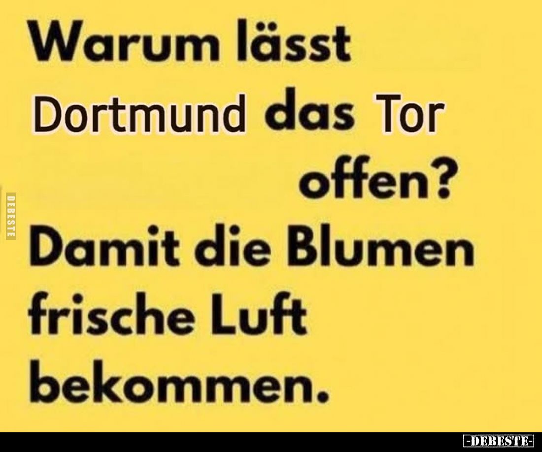 Warum lässt
Dortmund das Tor offen?
Damit die Blumen frische Luft bekommen.