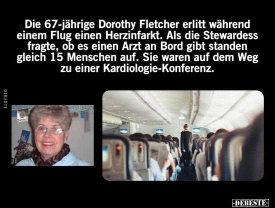 Die 67-jährige Dorothy Fletcher erlitt während einem Flug.. - Lustige Bilder | DEBESTE.de
