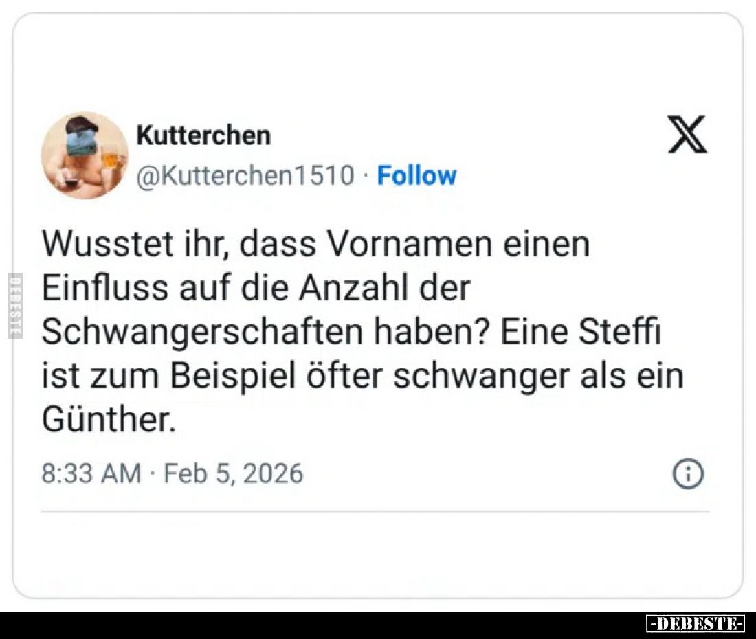 Wusstet ihr, dass Vornamen einen Einfluss auf die Anzahl der Schwangerschaften haben? Eine Steffi ist zum Beispiel öfter schw...