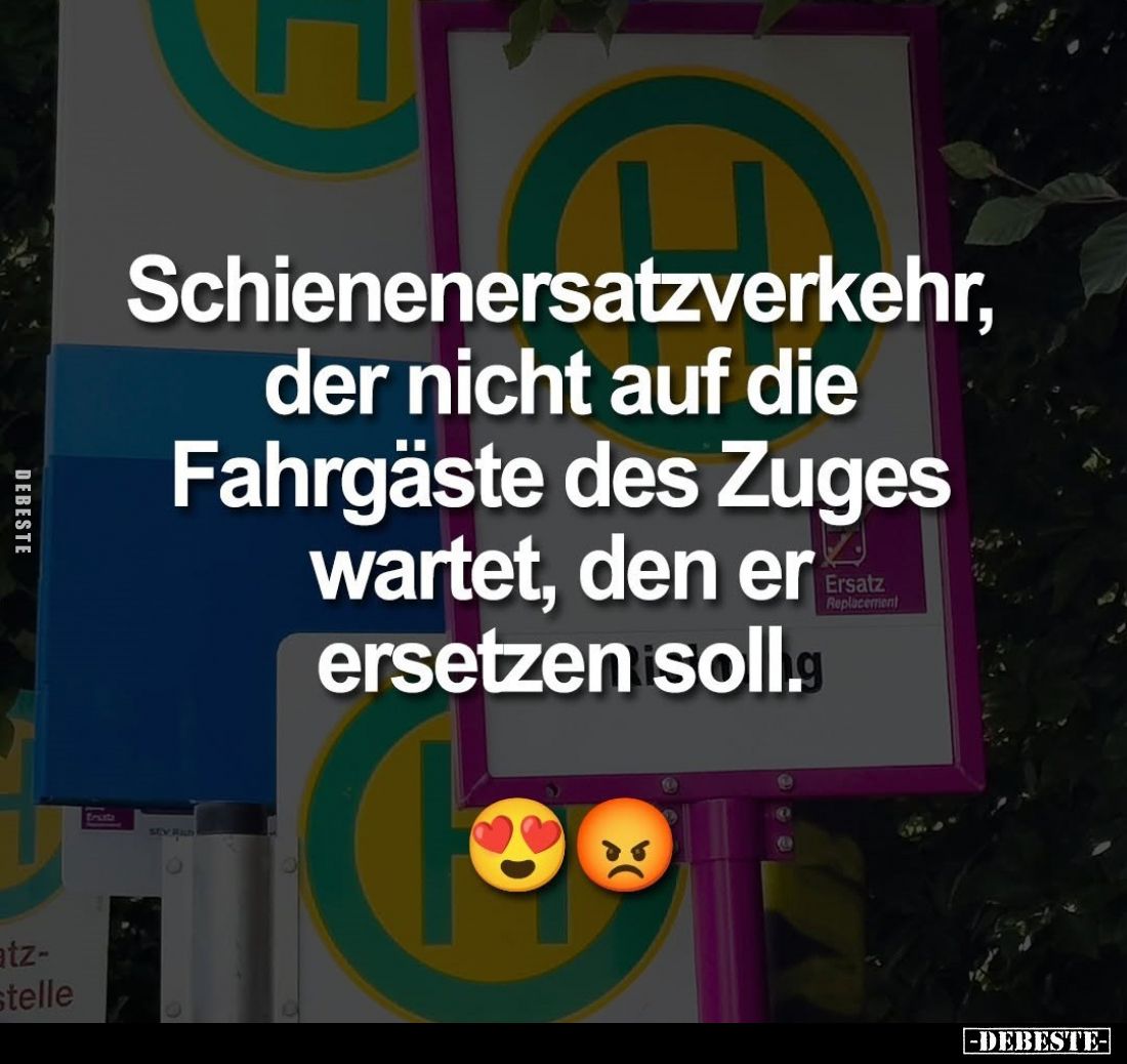 Schienenersatzverkehr, der nicht auf die Fahrgäste des Zuges wartet, den er ersetzen soll.