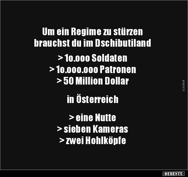 Um ein Regime zu stürzen brauchst du im Dschibutiland.. - Lustige Bilder | DEBESTE.de