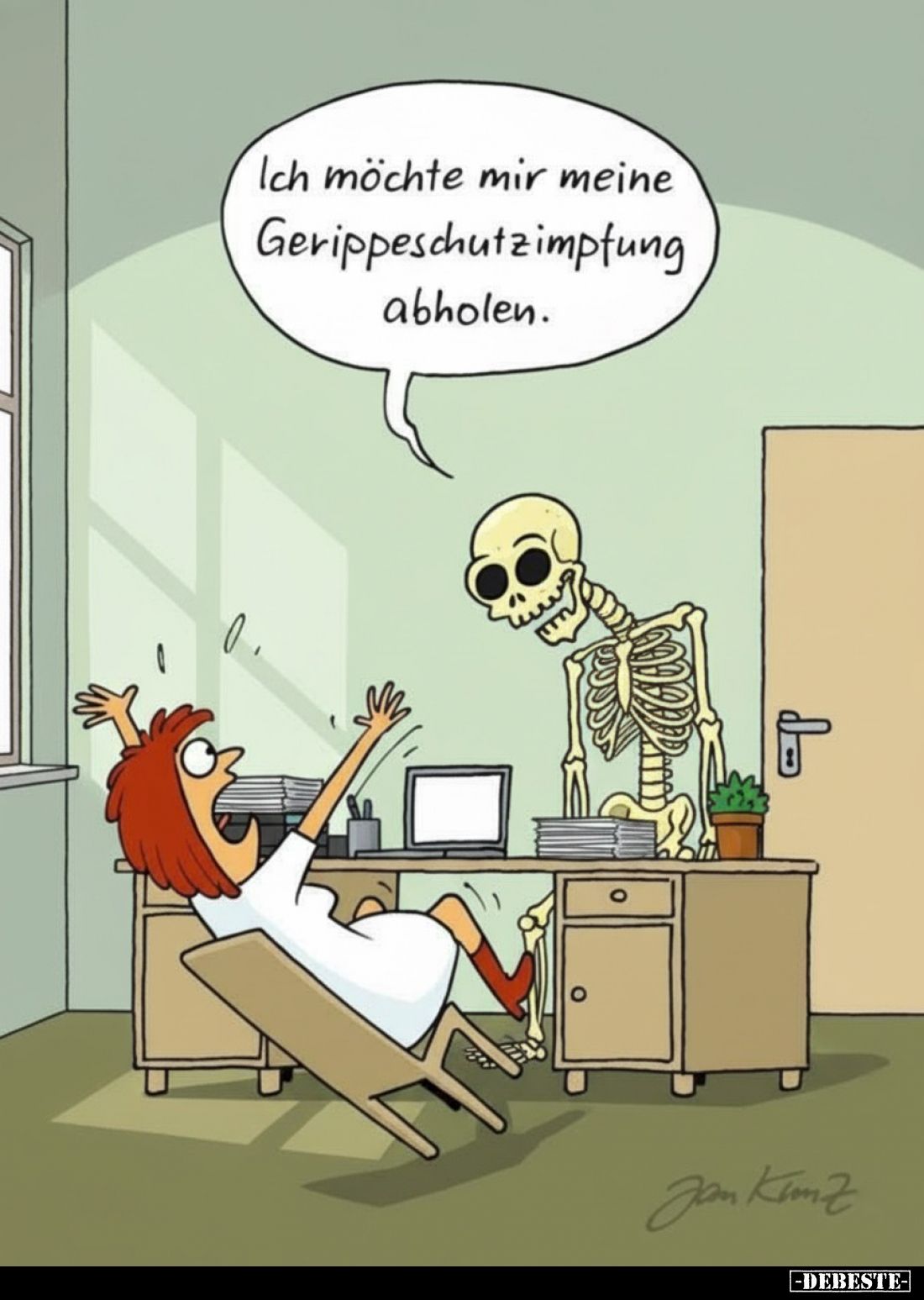 Ich möchte mir meine Gerippeschutzimpfung abholen.