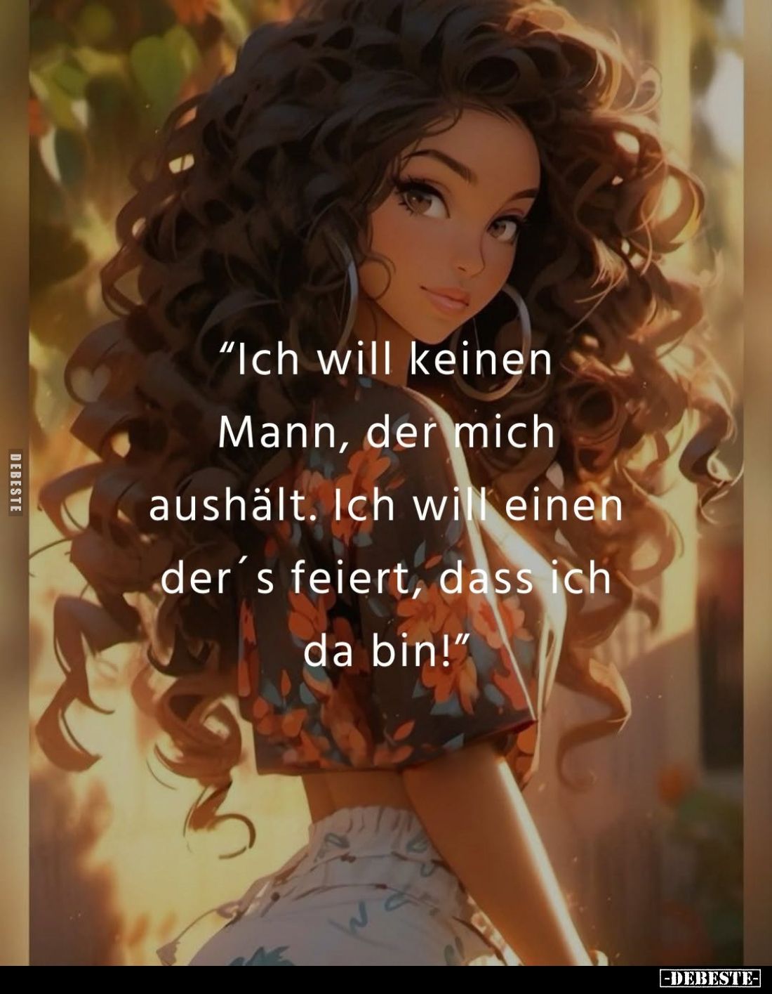 "Ich will keinen Mann, der mich aushält. Ich will einen der's feiert, dass ich da bin!"