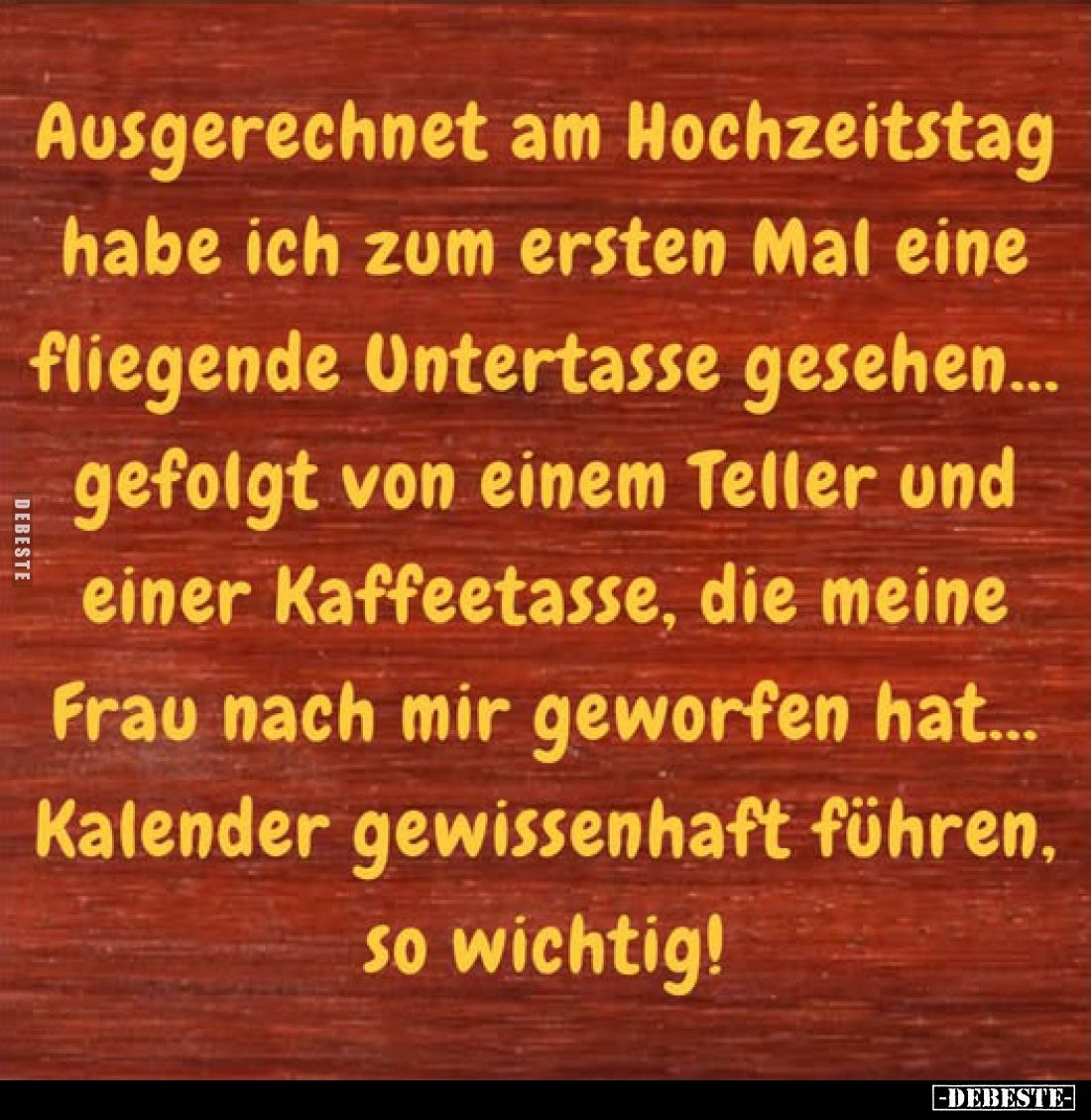 Ausgerechnet am Hochzeitstag habe ich zum ersten Mal eine fliegende Untertasse gesehen... gefolgt von einem Teller und einer ...