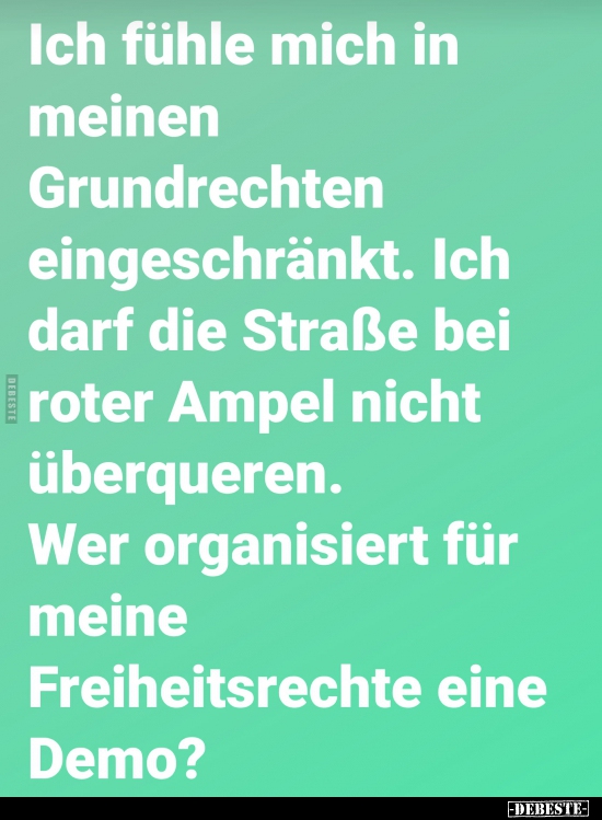 Ich fühle mich in meinen Grundrechten eingeschränkt... - Lustige Bilder | DEBESTE.de