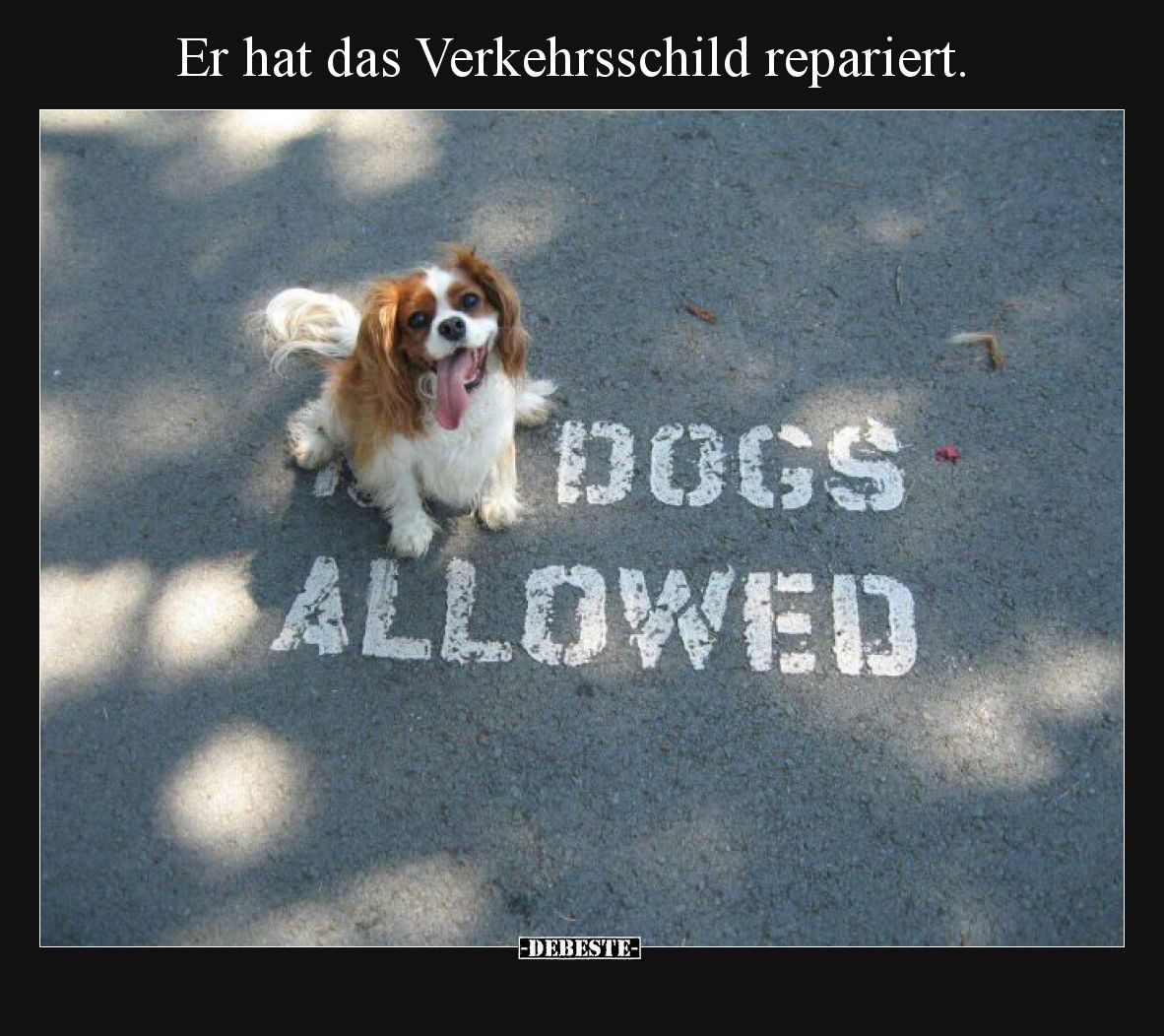 Er hat das Verkehrsschild repariert.