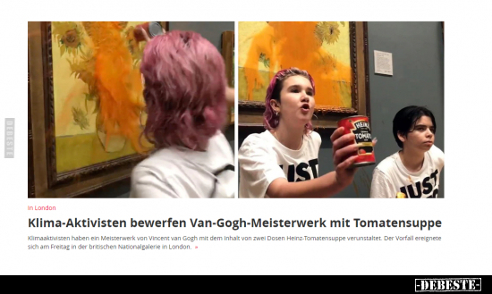 Klima-Aktivisten bewerfen Van-Gogh-Meisterwerk mit.. - Lustige Bilder | DEBESTE.de