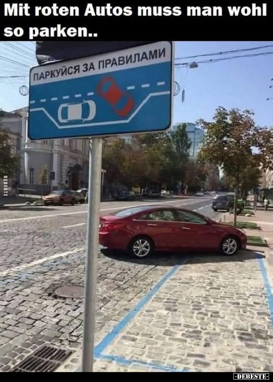 Mit roten Autos muss man wohl so parken