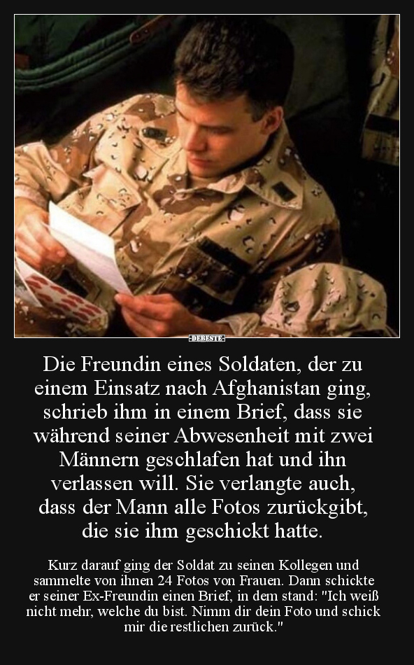 Die Freundin eines Soldaten, der zu einem Einsatz nach.. - Lustige Bilder | DEBESTE.de