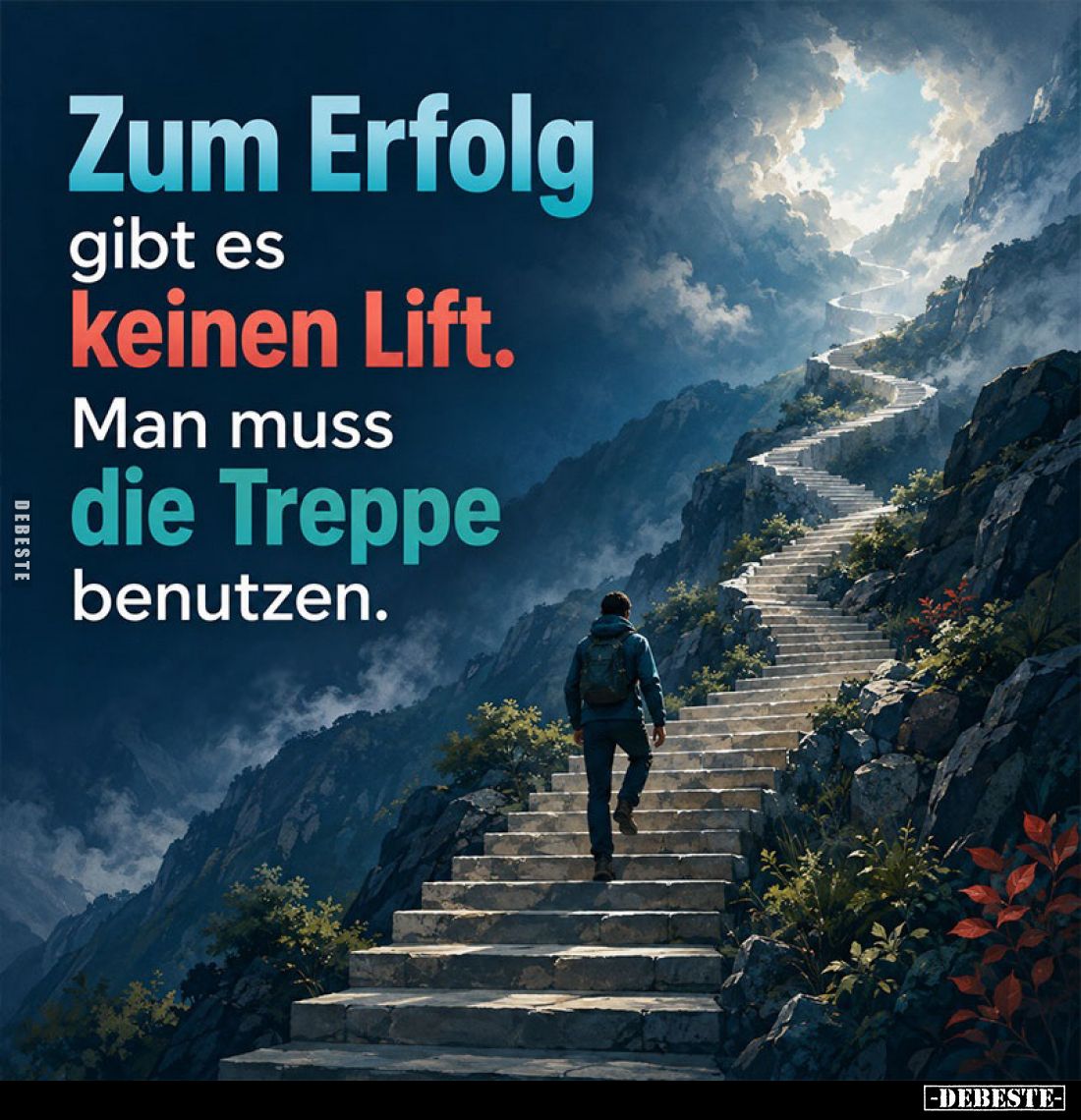 Zum Erfolg gibt es keinen Lift.
Man muss die Treppe benutzen.