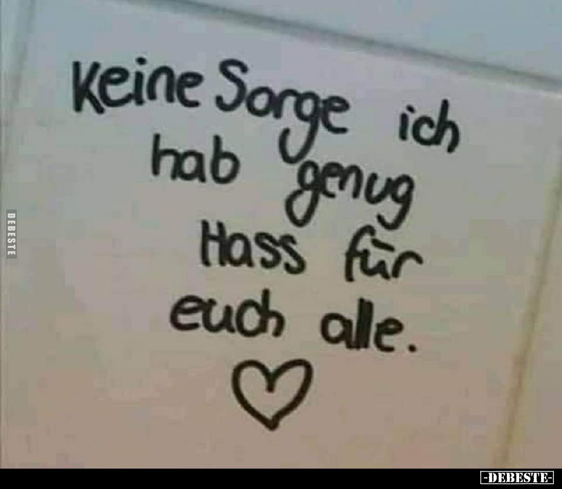 Keine Sorge ich hab genug Hass für euch alle.