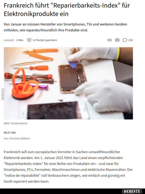 Frankreich führt "Reparierbarkeits-Index" für Elektronikprodukte.. - Lustige Bilder | DEBESTE.de