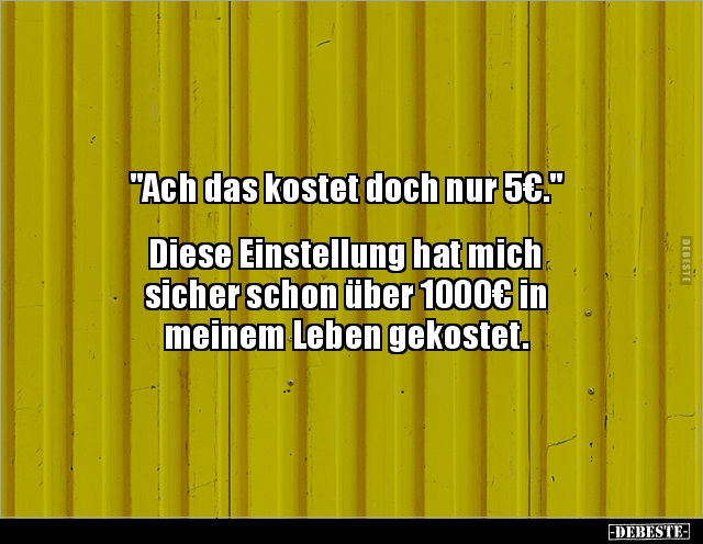 "Ach das kostet doch nur 5€."  Diese Einstellung hat.. - Lustige Bilder | DEBESTE.de