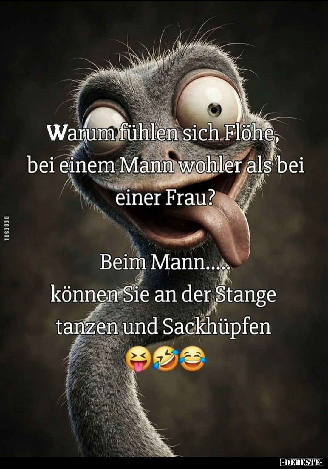 Warum fühlen sich Flöhe, bei einem Mann wohler als bei einer Frau?
Beim Mann..... können Sie an der Stange tanzen und Sackhü...