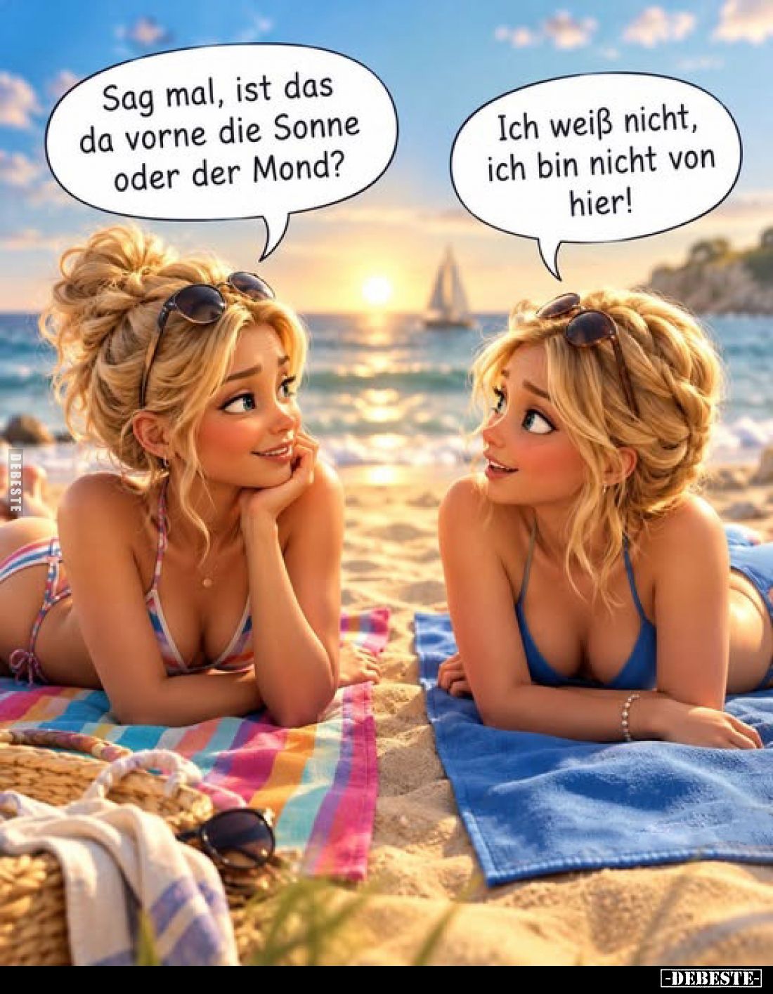 Sag mal, ist das da vorne die Sonne oder der Mond? -
Ich weiß nicht, ich bin nicht von hier!