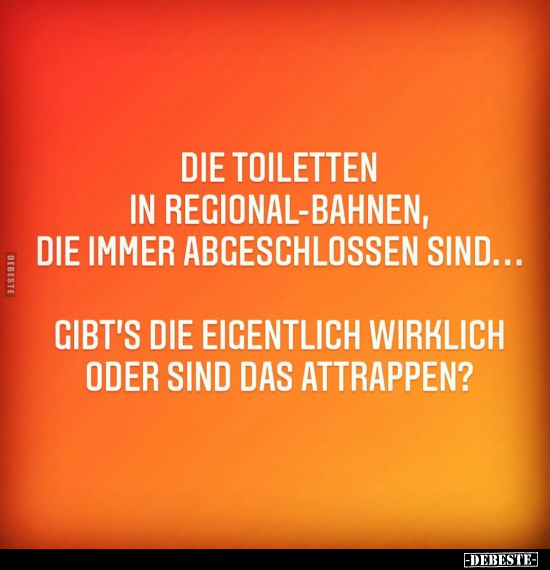Die Toiletten in Regional-Bahnen, die immer abgeschlossen.. - Lustige Bilder | DEBESTE.de