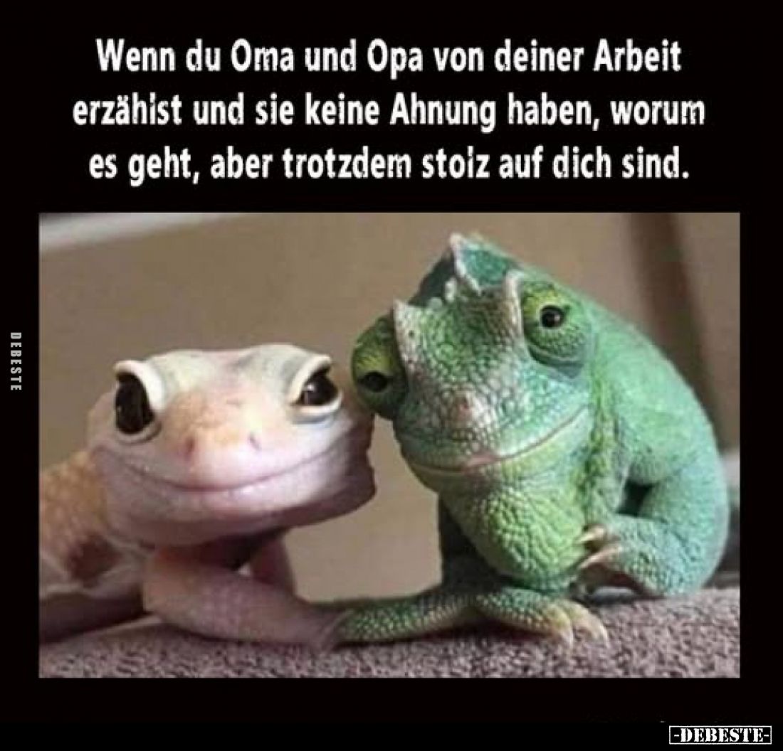 Wenn du Oma und Opa von deiner Arbeit erzähist und sie keine Ahnung haben, worum es geht, aber trotzdem stoiz auf dich sind.