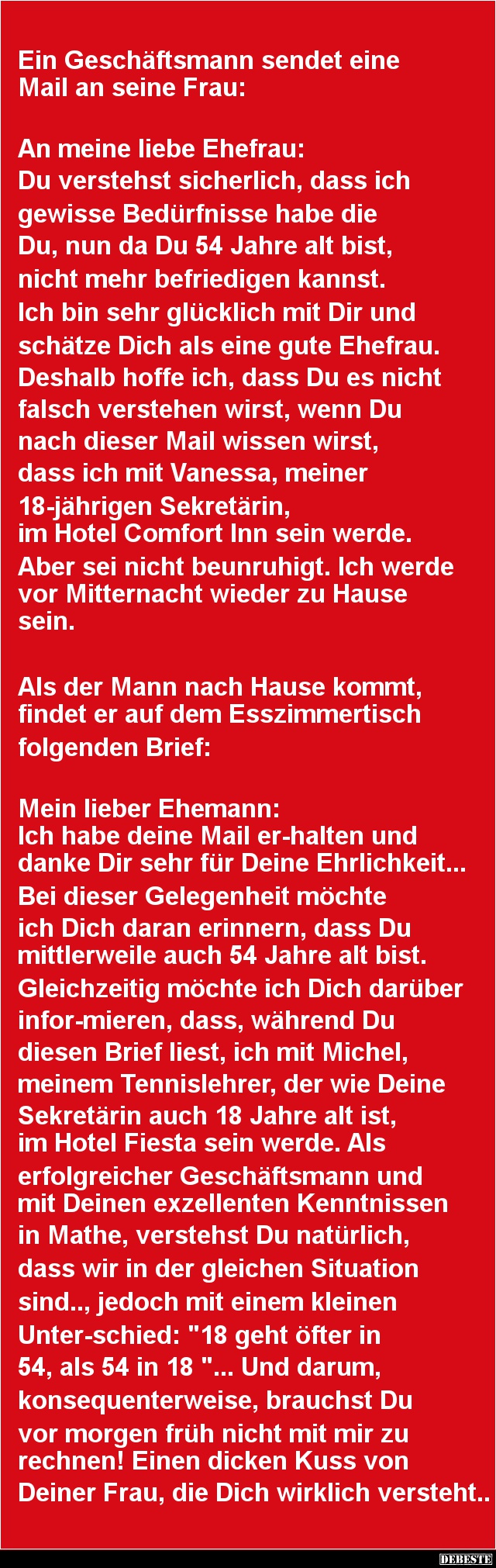Ein Geschäftsmann sendet eine Mail an seine Frau: - Lustige Bilder | DEBESTE.de