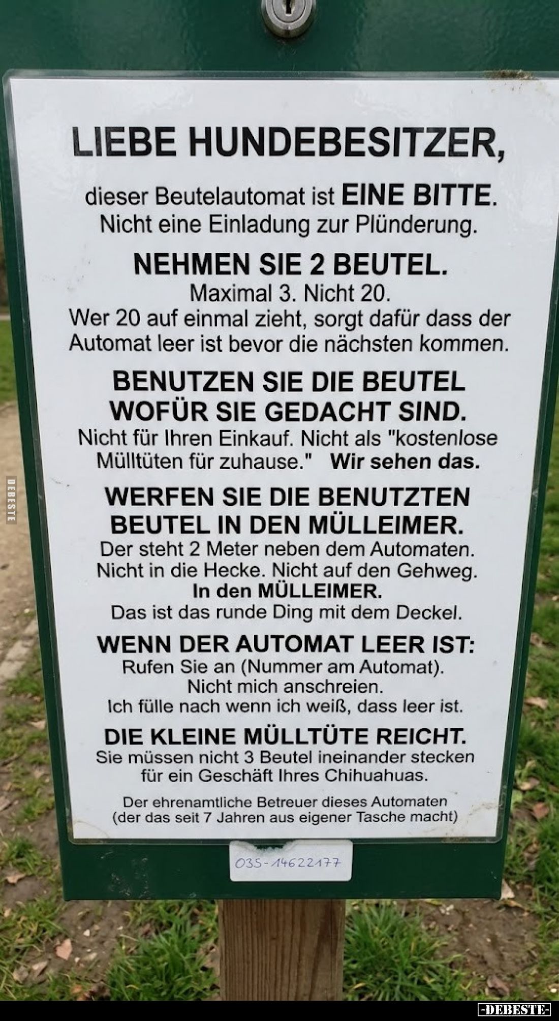 LIEBE HUNDEBESITZER, dieser Beutelautomat ist EINE BITTE.. - Lustige Bilder | DEBESTE.de