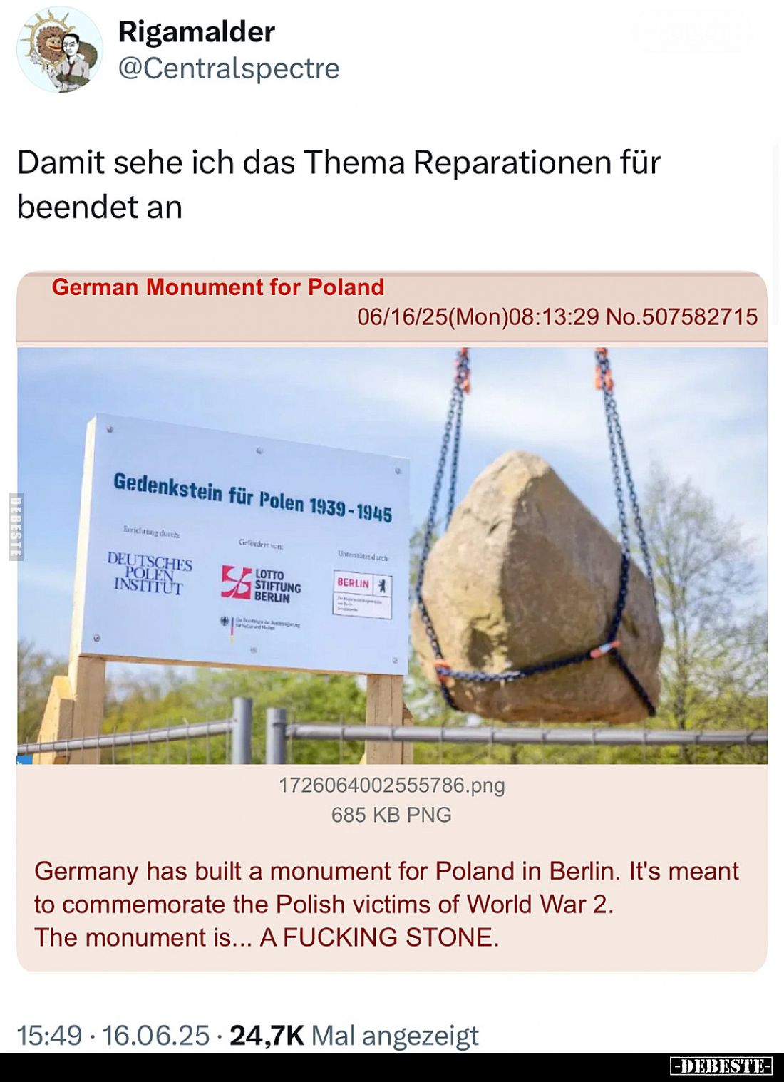 Damit sehe ich das Thema Reparationen für beendet an