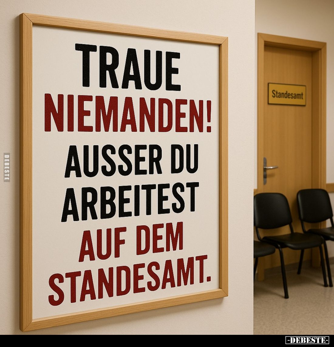 Traue
niemanden!
Ausser du
arbeitest
auf dem Standesamt.