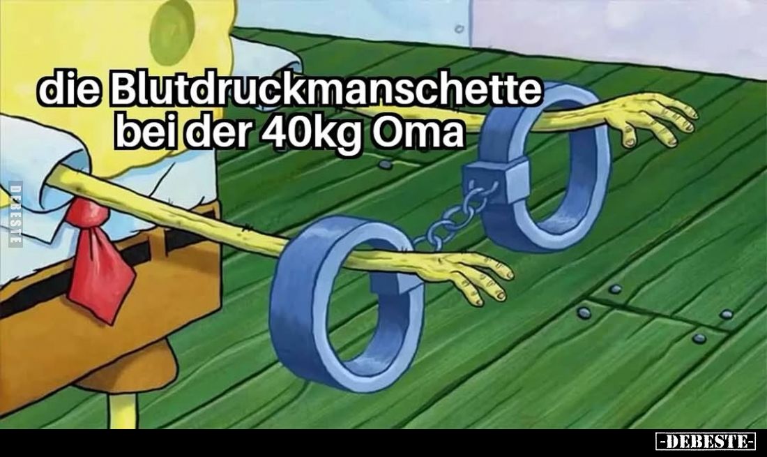 Die Blutdruckmanschette bei der 40kg Oma.