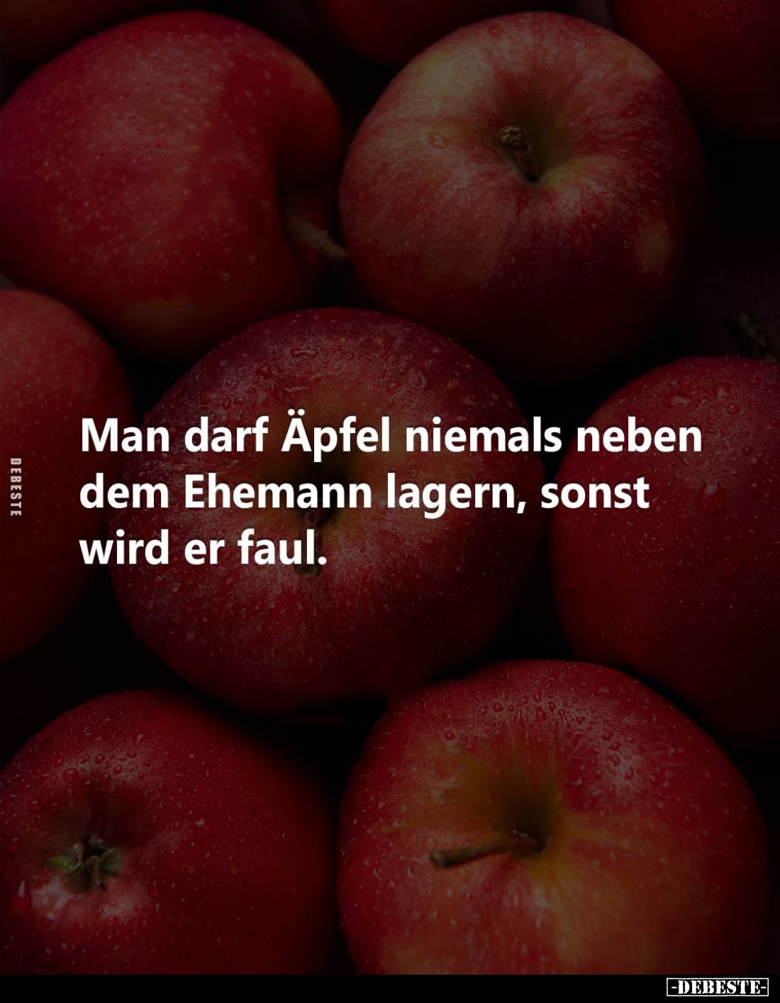 Man darf Äpfel niemals neben dem Ehemann lagern, sonst wird er faul.