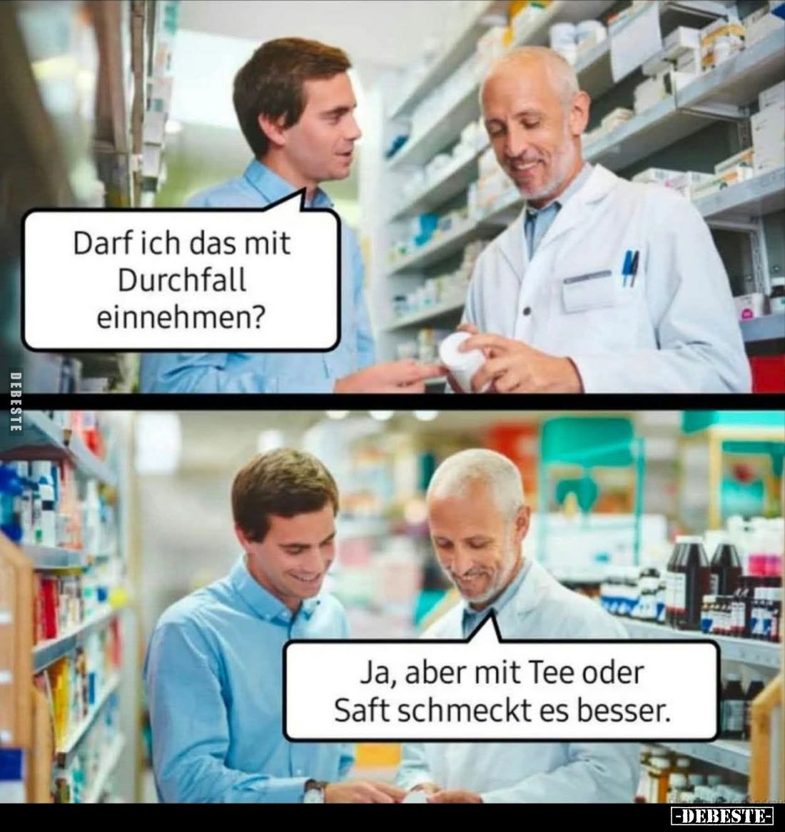 Darf ich das mit Durchfall einnehmen?
-
Ja, aber mit Tee oder Saft schmeckt es besser.