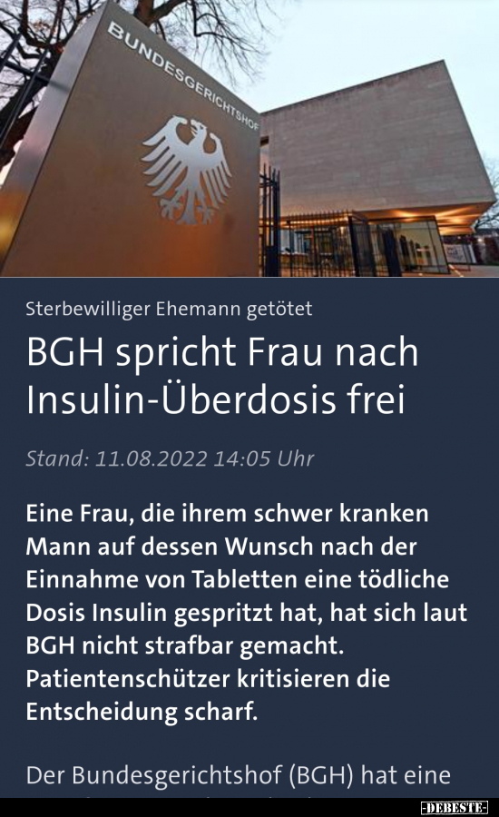 BGH spricht Frau nach Insulin-Überdosis frei.. - Lustige Bilder | DEBESTE.de