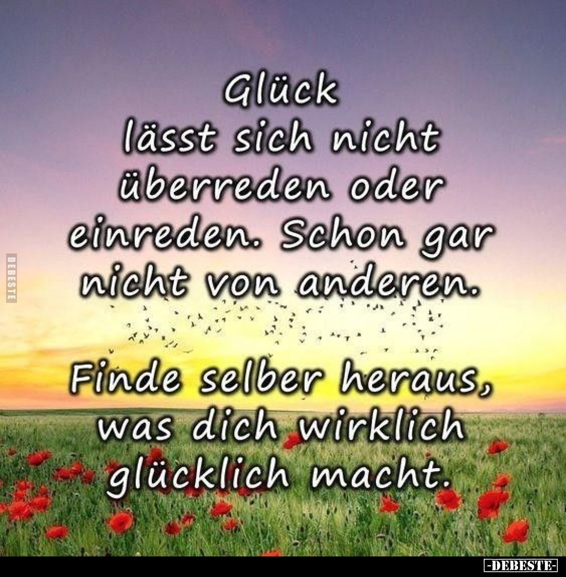 Glück lässt sich nicht überreden oder einreden. Schon gar nicht von anderen.
Finde selber heraus, was dich wirklich glücklic...