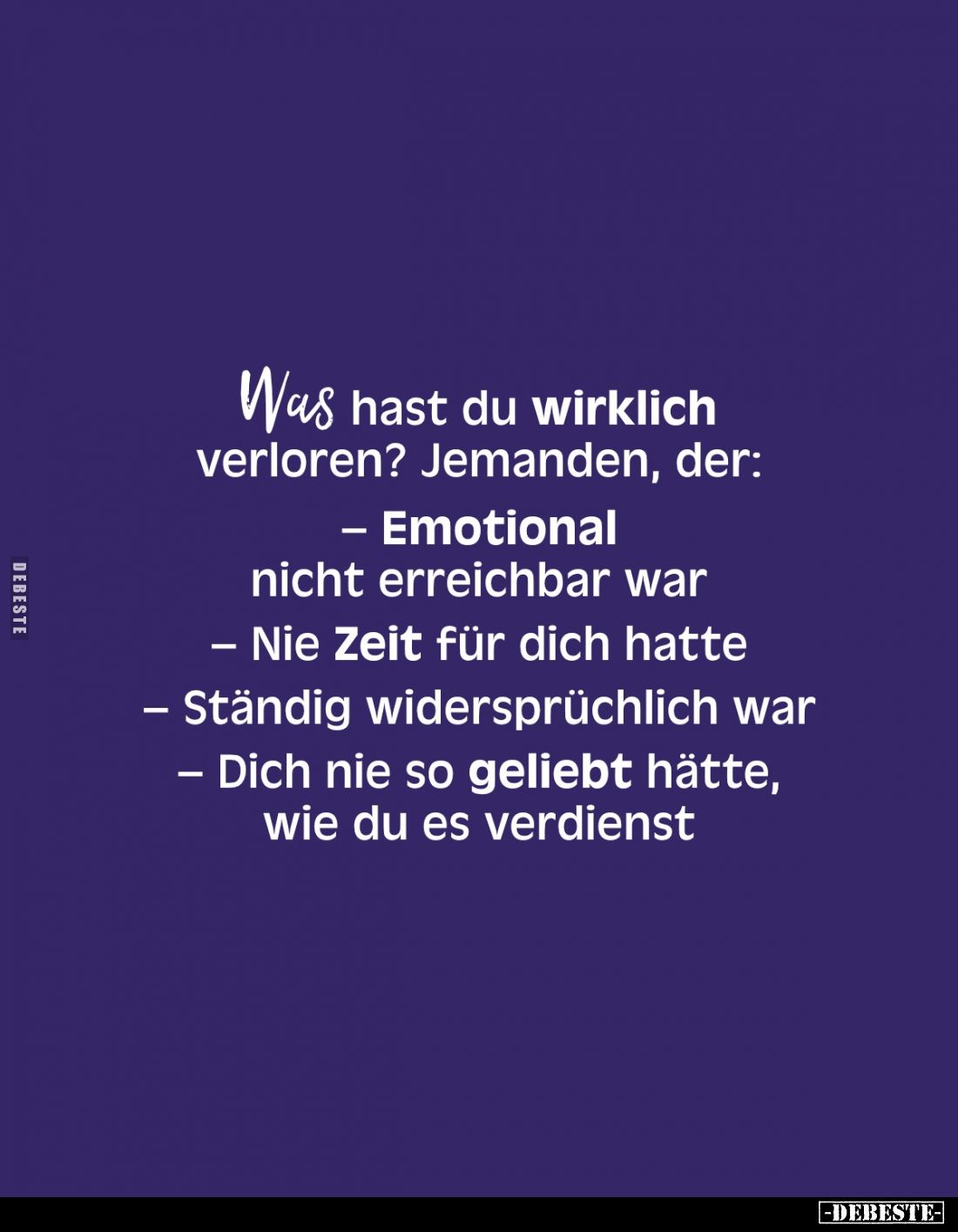 Was hast du wirklich verloren? Jemanden, der:
- Emotional nicht erreichbar war
- Nie Zeit für dich hatte
- Ständig widersp...