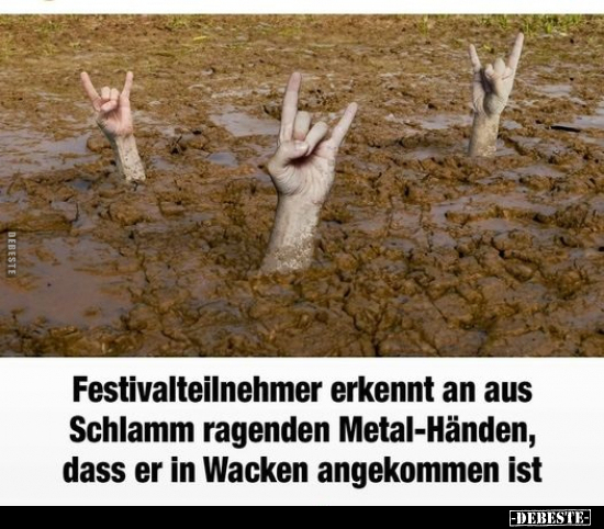 Festivalteilnehmer erkennt an aus Schlamm ragenden.. - Lustige Bilder | DEBESTE.de