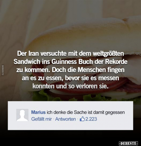 Der Iran versuchte mit dem weltgrößten Sandwich ins.. - Lustige Bilder | DEBESTE.de