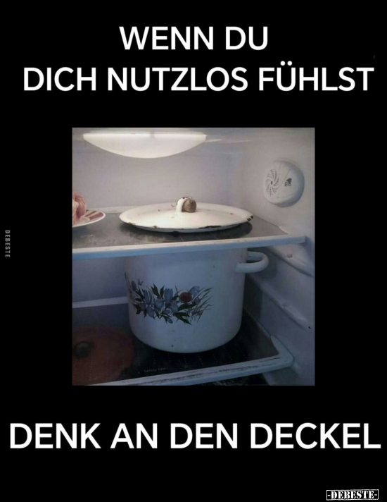 Wenn du dich nutzlos fühlst denk an den Deckel... - Lustige Bilder | DEBESTE.de