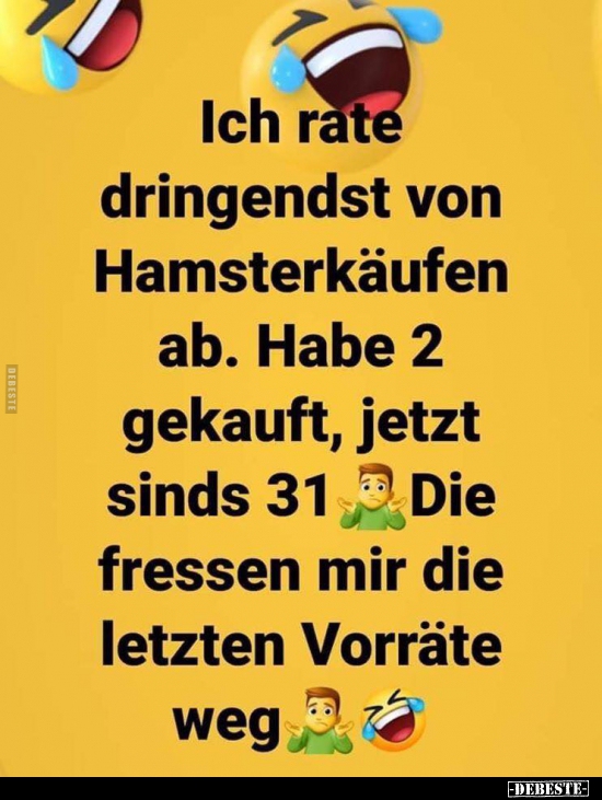 Ich rate dringendst von Hamsterkäufen ab... - Lustige Bilder | DEBESTE.de