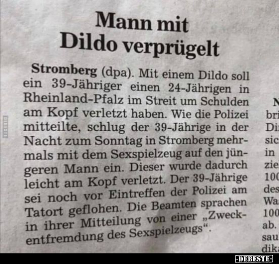 Mann mit Di*do verprügelt.. - Lustige Bilder | DEBESTE.de