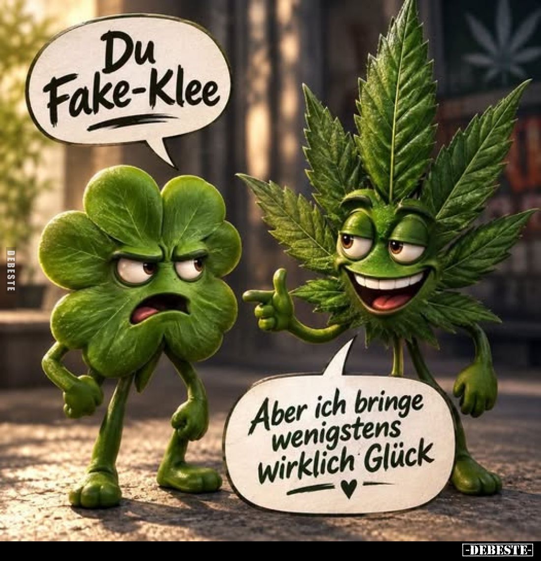 Du Fake-Klee. -
Aber ich bringe wenigstens wirklich Glück.
