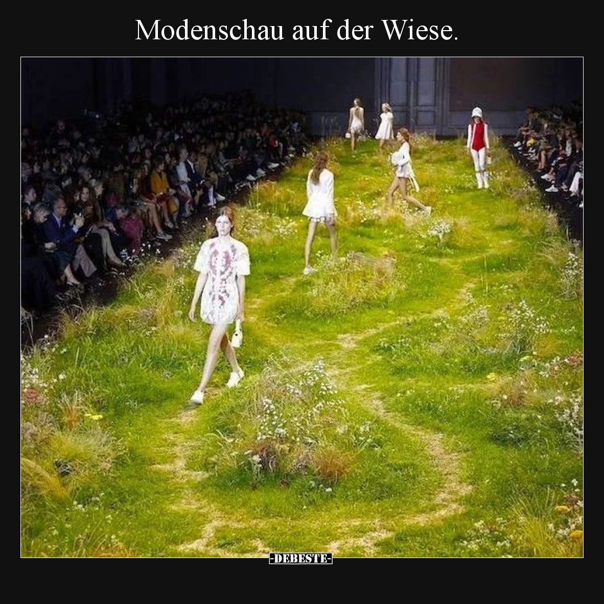 Modenschau auf der Wiese.