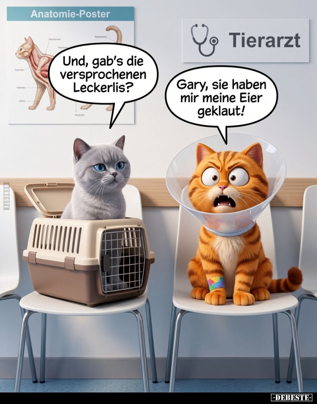 Und, gab's die versprochenen Leckerlis?

Gary, sie haben mir meine Eier geklaut!