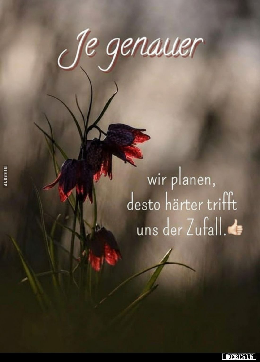 Je genauer
wir planen, desto härter trifft uns der Zufall.