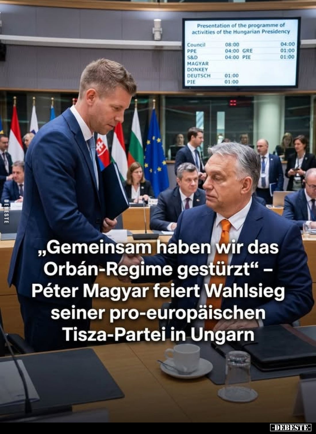 „Gemeinsam haben wir das Orbán-Regime gestürzt" -Péter Magyar feiert Wahlsieg seiner pro-europäischen Tisza-Partei in Un...