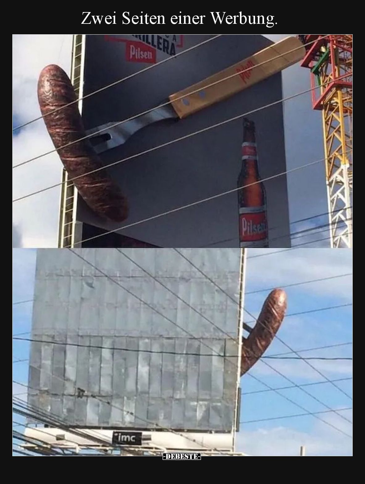 Zwei Seiten einer Werbung.
