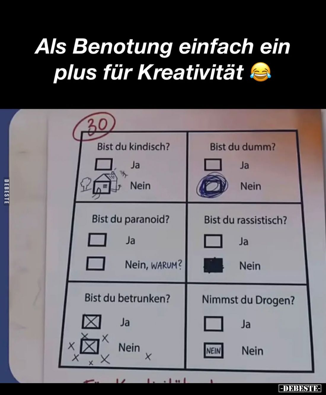 Als Benotung einfach ein plus für Kreativität.
