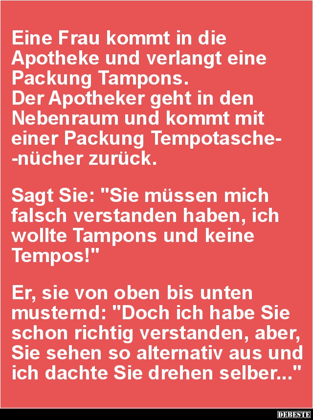 Eine Frau kommt in die Apotheke und verlangt.. - Lustige Bilder | DEBESTE.de